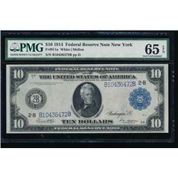 1914 $10 New York Federal Reserve Note PMG 65EPQ