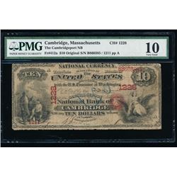 1865 $10 Cambridge National Bank Note PMG 10