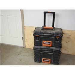 Rigid plastic tool boxes w/ cart wheeler (adjustable handle)