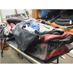 Used work combinations, gloves, bean bag toss toy (no bean bags)