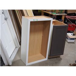 Wooden Shelves (2) (One with door is 15" x 25" x 35" ) ( 23" x 12 x 40.5" )