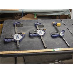 3 X THE MONEY Irwin quick grip wood clamps (opens up to 12")