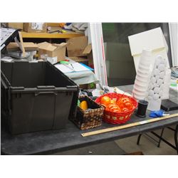 Plastic tote and decorative items