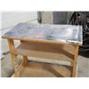 Image 2 : WOODEN WORK TABLE 40.5 BY 21.5 BY 37 HAS CASTERS
