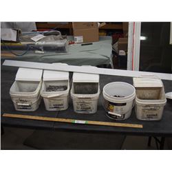 MISC LOT OF NAILS SCREWS AND METAL CLIPS