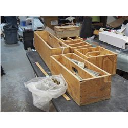 WOODEN TOOLBOX , STORAGE BOX , HAS CONTENTS