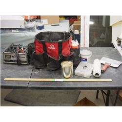 HUSKY CARRY CASE WITH CONTENTS , BATTERY CHARGER NEEDS REPAIR