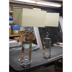 2 TIMES THE MONEY , HEAVY GLASS BOTTOM LAMPS ,38" SHADE