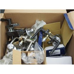 BOX OF MISC DOOR LOCKS , AND HARDWARE