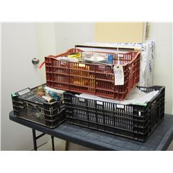 3 STACKABLE CRATES AND CONTENTS