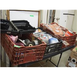 3 STACKABLE CRATES AND CONTENTS TRAILER RUBBER ROLLER , TRUCK BEARINGS , PACKER APRONS