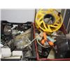 Image 2 : 3 STACKABLE CRATES AND CONTENTS , BOOSTER CABLES SCREWS  , MISC