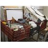 Image 1 : 3 STACKABLE CRATES AND CONTENTS , DOOR OPENER , ELECTRICAL  , MISC