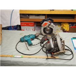 Black and Decker Deluxe Saw Skilsaw 7.25 and Skil Drill (All Working)