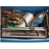 Image 3 : Drill Chalk, Tile Cutter, Tie Down Strap and Misc with Plastic Tote