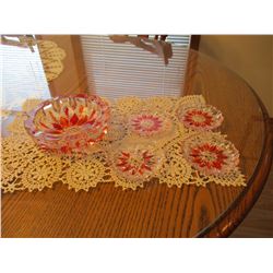 Decorative Ash Tray and Coasters (5 Pieces)