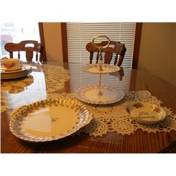 25th Anniversary Teared Cake Plate and Dishes (3 Pieces)