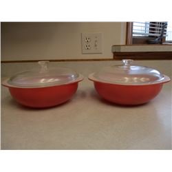 Pyrex "Pink Flamingo" Casserole Dishes with Lids (Chipped)