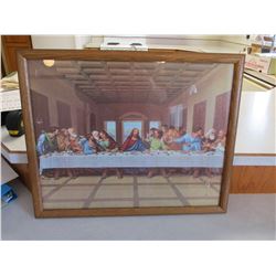 Framed Glass "Last Supper" Picture 17 by 21"