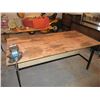Image 1 : Wooden Worktable with Bench Vice 34 by 66.5 by 28"