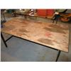 Image 2 : Wooden Worktable with Bench Vice 34 by 66.5 by 28"