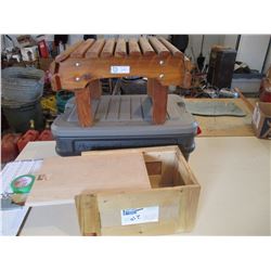 Wooden Footstool and Storage Box with Lid