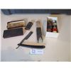 Image 1 : Straight Razor with Sharpening Stone and 2 Shaving Brushes
