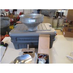 Wooden Butter Press, Aluminum Milk Strainer and Home Massager