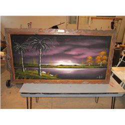 2 Velvet Scenery Paintings 26.5 by 49"