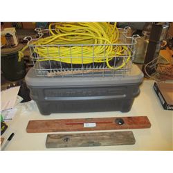 2 Wooden Levels and Basket of Rope