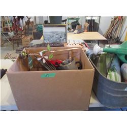 Box and Washtub of Assorted Items