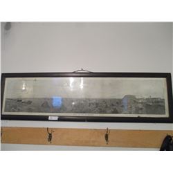 Framed "Harvest Scene in Canada" Dated 1910, 14.5 by 52.5" (Small Corner Water Damage)