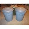 Image 1 : 2X THE MONEY Pair of Blue Plastic Garbage Cans with Lids (GREEN NOT INCLUDED)