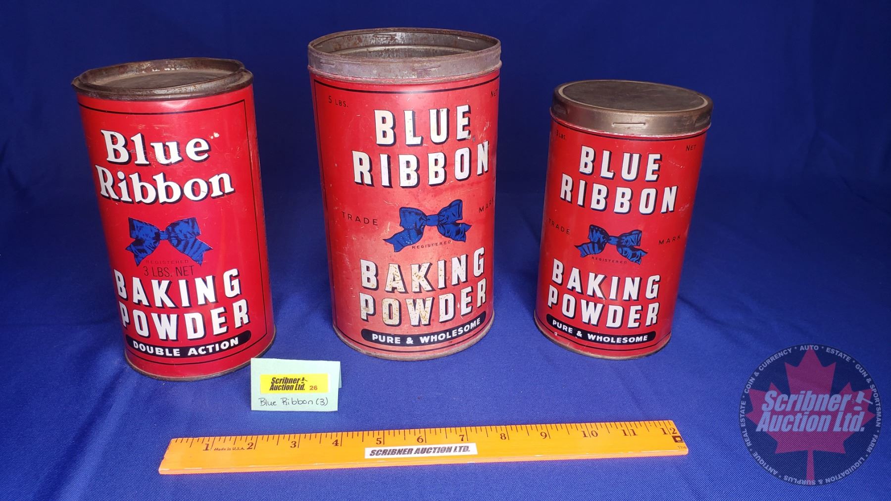 Blue Ribbon Baking Powder Tins (3) (Tallest 9
