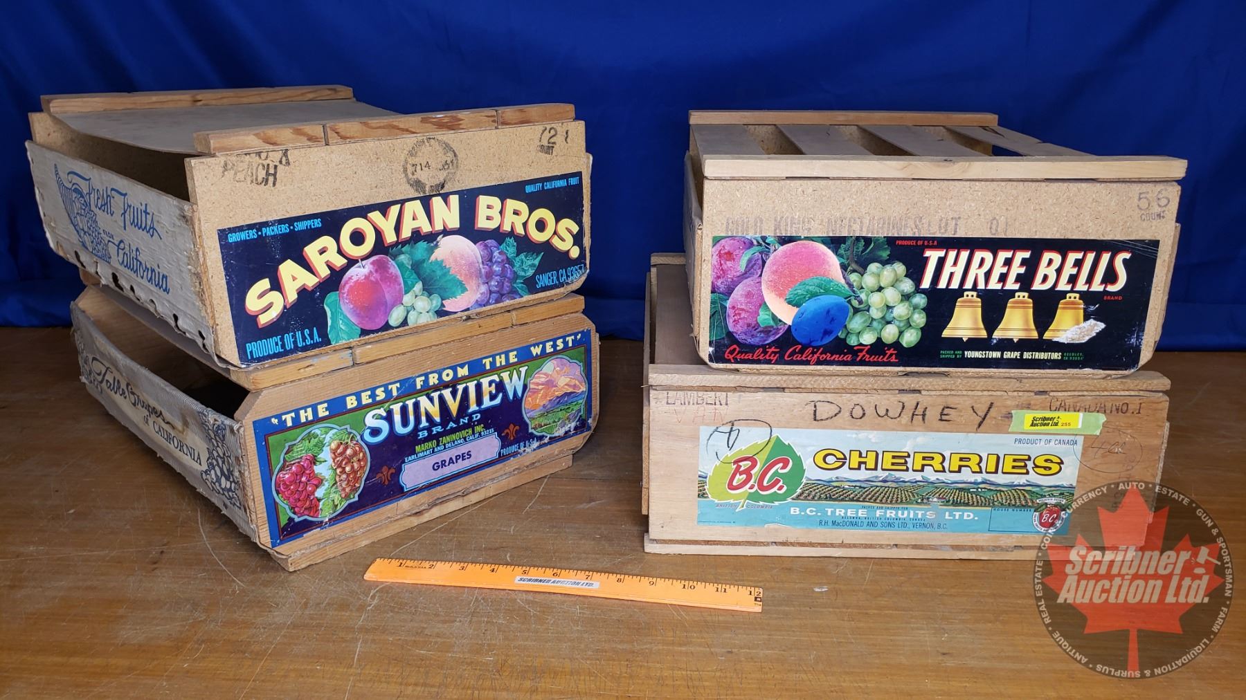 Fruit Crates (4) See Pics for Varieties (Largest 6 x 16 x 17) large fruit crates for sale