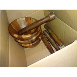 Wooden hand Grinding bowls