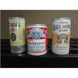 3 Vintage Beer Cans (full cans)