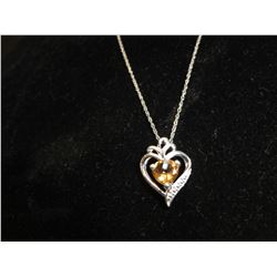 925 Heart Pendant with Citrine and chain