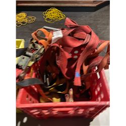 Milk crate with rachet straps