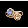 Image 2 : 14KT Two-Tone Gold 1.04 ctw Tanzanite, Morganite and Diamond Ring