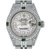Image 1 : Rolex Ladies Stainless Steel Diamond Lugs MOP String Diamond & Emerald Datejust