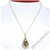 Image 3 : 14kt Yellow Gold 1.22 ctw Diamond and Sapphire Tear Drop Dangle Pendant Necklace