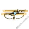 Image 1 : Victorian 14kt Gold Opal, Seed Pearl, & Natural Pearl Dangle Dual Bar Brooch