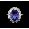 Image 2 : 5.53 ctw Tanzanite and Diamond Ring - 14KT White Gold