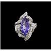 Image 2 : 4.52 ctw Tanzanite and Diamond Ring - 14KT White Gold