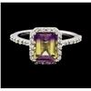 Image 2 : 2.17 ctw Ametrine and Diamond Ring - 14KT White Gold