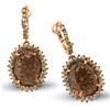 Image 1 : 14k Rose Gold 14.45CTW Multicolor Dia and Smokey Quartz Earrings, (SI1-SI2/Gold)