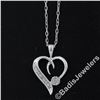 Image 2 : 10kt White Gold Pave Set Single Cut Diamond Open Heart Flower Cluster Pendant Ne