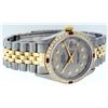 Image 4 : Rolex Mens 2 Tone Slate Grey Diamond & Ruby Datejust Wristwatch 36MM