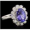 14KT White Gold 4.25 ctw Tanzanite and Diamond Ring